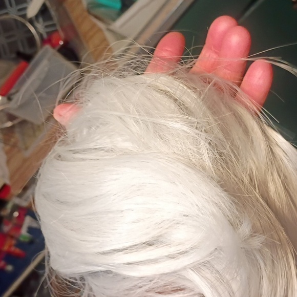 Silver Hair Wig Extension with Silky Texture, gathered on secure Rubber Band. - Picture 8 of 8